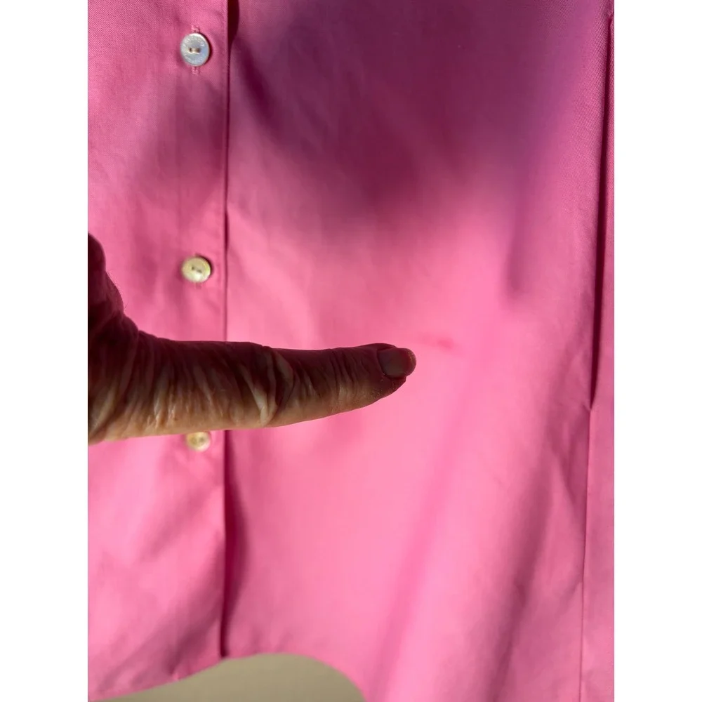 Foxcroft NYC Heritage Non-Iron Pink Cotton Button Down Tunic Shirt Pockets 12
